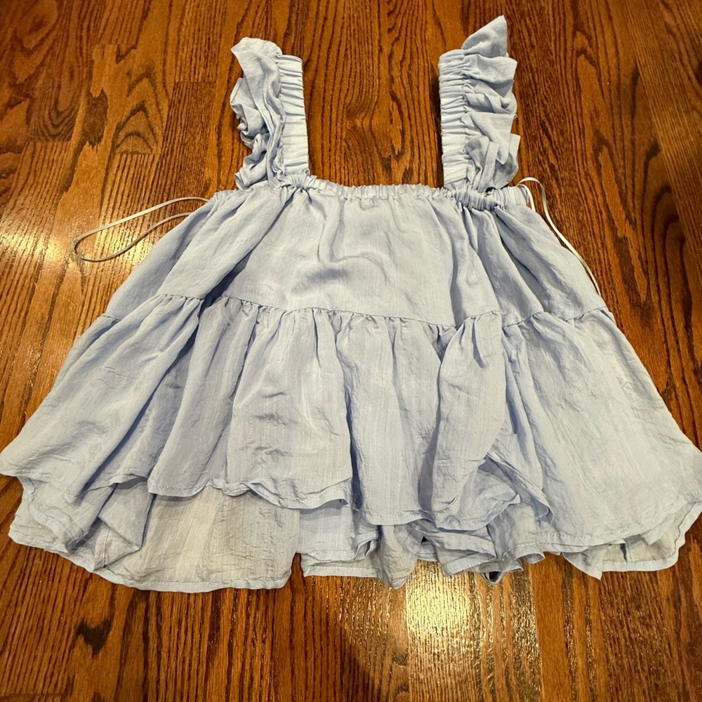 Altar'd State Light Blue Ruffled Tank Top